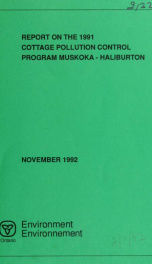 Report on the 1991 Cottage Pollution Control Program Muskoka, Haliburton_cover