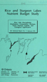 Rice Lake Macrophytes:distribution, Composition, Biomass, Tissue Nutrient Content and Ecological Significance._cover