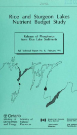 Release of Phosphorus from Rice Lake Sediments_cover