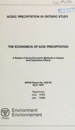 The Economics of acid precipitation : a review of socio-economic methods to assess acid deposition effects_cover