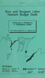 Partitioning of phosphorus in potamogeton crispus (curly-leaf pondweed) : report_cover