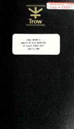 Final report A : quality of fill deposited at Leslie Street Spit, 1963 to 1986_cover