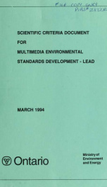 Scientific criteria document for multimedia environmental standards development--lead_cover