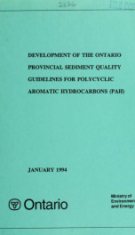 Development of the Ontario Provincial Sediment Quality Guidelines for Polycyclic Aromatic Hydrocarbons (PAH) : report_cover