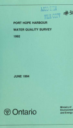 Port Hope Harbour water quality survey 1992_cover