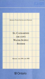 Drinking Water Surveillance Program annual report. St. Catharines (De Cew) Water Supply System_cover