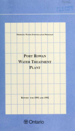 Port Rowan DWSP Water Treatment Plant Report 1991_cover