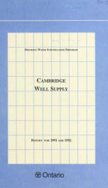 Cambridge DWSP Well Supply Plant Report 1991 and 1992_cover