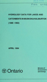 Hydrology data for lakes and catchments in Muskoka/Haliburton (1980-1992)_cover