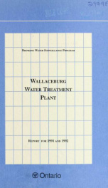 Wallaceburg DWSP Water Treatment Plant Report for 1991 and 1992_cover