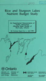 An Experimental Demonstration of Trophic Interactions Affecting Water Quality of Rice Lake, Ontario R/S Tr No 5_cover