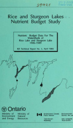 Nutrient Budget Data for the Watersheds of Rice Lake_cover