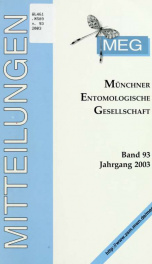 Mitteilungen der Münchner Entomologischen Gesellschaft v. 93 (2003)_cover