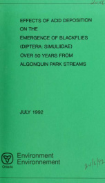 Effects of acid deposition on the emergence of blackflies (Diptera: Simuliidae) over 50 years from Algonquin Park streams_cover