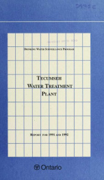 Tecumseh DWSP Water Treatment Plant Report for 1991 and 1992_cover