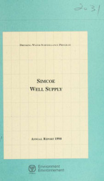 Simcoe well supply--Drinking Water Surveillance Program, annual report 1990_cover