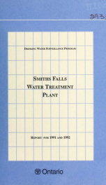 Smiths Falls DWSP Water Treatment Plant Report for 1991_cover