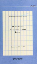 Drinking Water Surveillance Program annual report. Plantagenet Water Treatment Plant_cover