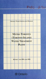 Drinking Water Surveillance Program annual report. Metro Toronto (Toronto Island) Water Treatment Plant_cover