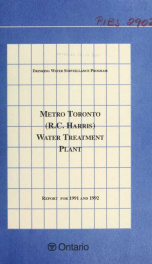 METRO TORONTO (R.C.HARRIS) DWSP WATER TREATMENT PLANT REPORT FOR 1991 & 1992_cover