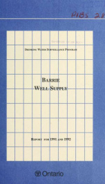 Drinking Water Surveillance Program annual report. Barrie Well Supply_cover