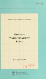 Kingston Water Treatment Plant--Drinking Water Surveillance Program, annual report 1990_cover