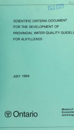 Scientific criteria document for the development of provincial water quality guidelines for alkylleads_cover