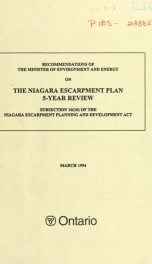 Recommendations of the Minister of Environment and Energy on the Niagara Escarpment Plan 5-Year Review, Subsection 10(10) of the Niagara Escarpment Planning and Development Act_cover