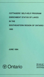 Cottagers' Self-help Program Enrichment Status of Lakes in the Southeastern Region of Ontario 1993_cover