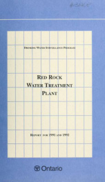 Red Rock DWSP Water Treatment Plant 1991 and 1992_cover