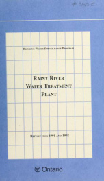 Rainy River DWSP Water Treatment Plant 1991 and 1992_cover