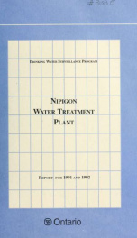 Nipigon DWSP Water Treatment Plant 1991 and 1992_cover