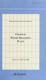 Chapleau DWSP Water Treatment Plant 1991 and 1992_cover