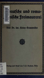 Deutsche und romanische Freimaurerei_cover