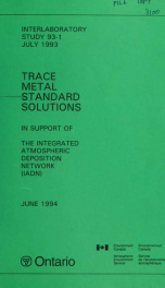 Trace metal standard solutions in support of the integrated atmospheric deposition network (IADN) : report_cover