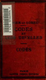 Codes et lois usuelles classées par ordre alphabétique ... 1_cover