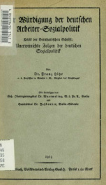 Zur Würdingung der deutschen Arbeiter Sozialpolitik : Kritik der Bernhardschen Schrift: Unerwünschte Folgen der deutschen Sozialpolitik_cover