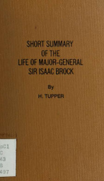 Short summary of the life of Major-General Sir Isaac Brock, K.B._cover