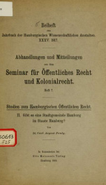 Jahrbuch der hamburgischen Wissenschaftlichen Anstalten jahrg. 35, beiheft 5 (1917)_cover