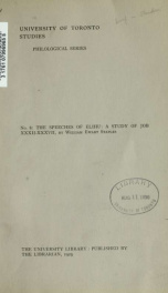 The speeches of Elihu: a study of Job XXXII-XXXVII_cover