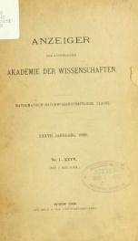 Anzeiger der Kaiserlichen Akademie der Wissenschaften, Mathematisch-Naturwissenschaftliche Classe jahrg. 37 1900 (Inc.)_cover