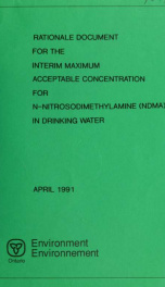Rational Document for the Interim Maximum Acceptable Concentration for N-nitorsodmethylamine (Ndma) in Drinking Water_cover
