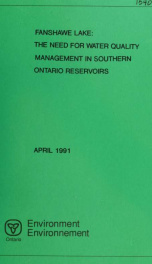 Fanshawe Lake: the Need for Water Quality Management in Southern Ontario Reservoirs_cover