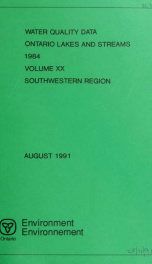 Water quality data for Ontario lakes and streams 1984, pt. 5_cover