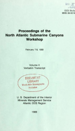 Proceedings of the North Atlantic Submarine Canyons Workshop : February 7-9, 1989 v.2 (1989)_cover