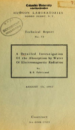 A detailed investigation of the absorption by water of electromagnetic radiation_cover
