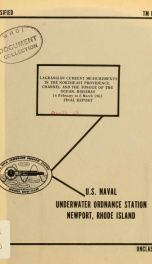 Lagrangian current measurements in the northeast Providence channel and the Tongue of the Ocean, Bahamas, 14 February to 6 March 1963, final report_cover