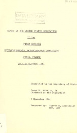 Report of the United States delegation to the first session Intergovernmental Oceanographic Commission : Paris, France, 19-27 October 1961_cover