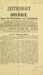 Zeitschrift für Oologie Jahrg. 14 no. 11 Feb 1905_cover