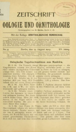 Zeitschrift für Oologie und Ornithologie Jahrg. 15 no. 5 Aug 1905_cover